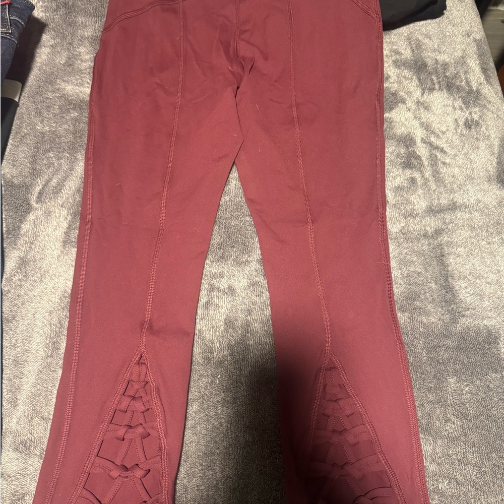 Free People Wine Leggings with Lace Accents